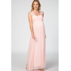 Pinkblush Lace Maternity Evening Gown - Small